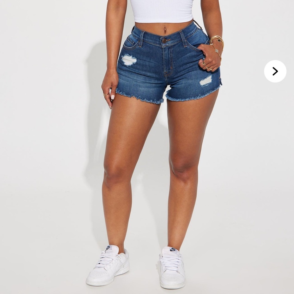 Fashion Nova Blue Distressed Jean Shorts